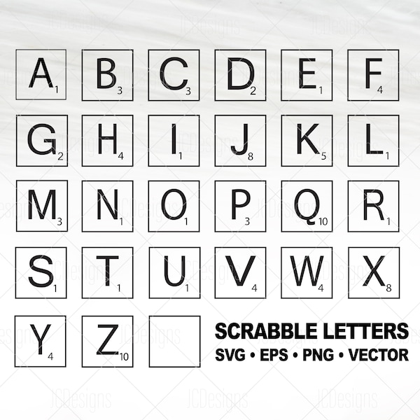 Scrabble Letter Tiles SVG - Scrabble Svg - Scrabble Tiles A-Z Svg - Scrabble Letters Vector - Svg Eps Png Vector - Scrabble Digital Design