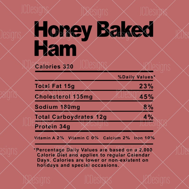 Honey Baked Ham Food Nutrition Facts SVG Holiday Christmas Etsy