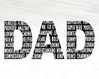 Dad Words - Dad SVG - Father SVG  - Svg Eps Png Vector - Digital Design
