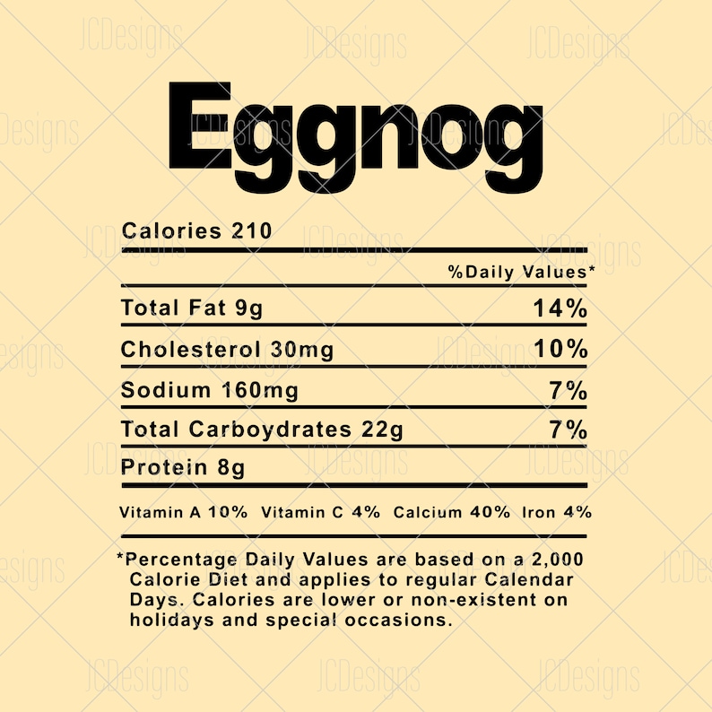 Eggnog Food Nutrition Facts SVG Holiday Christmas Etsy Ireland