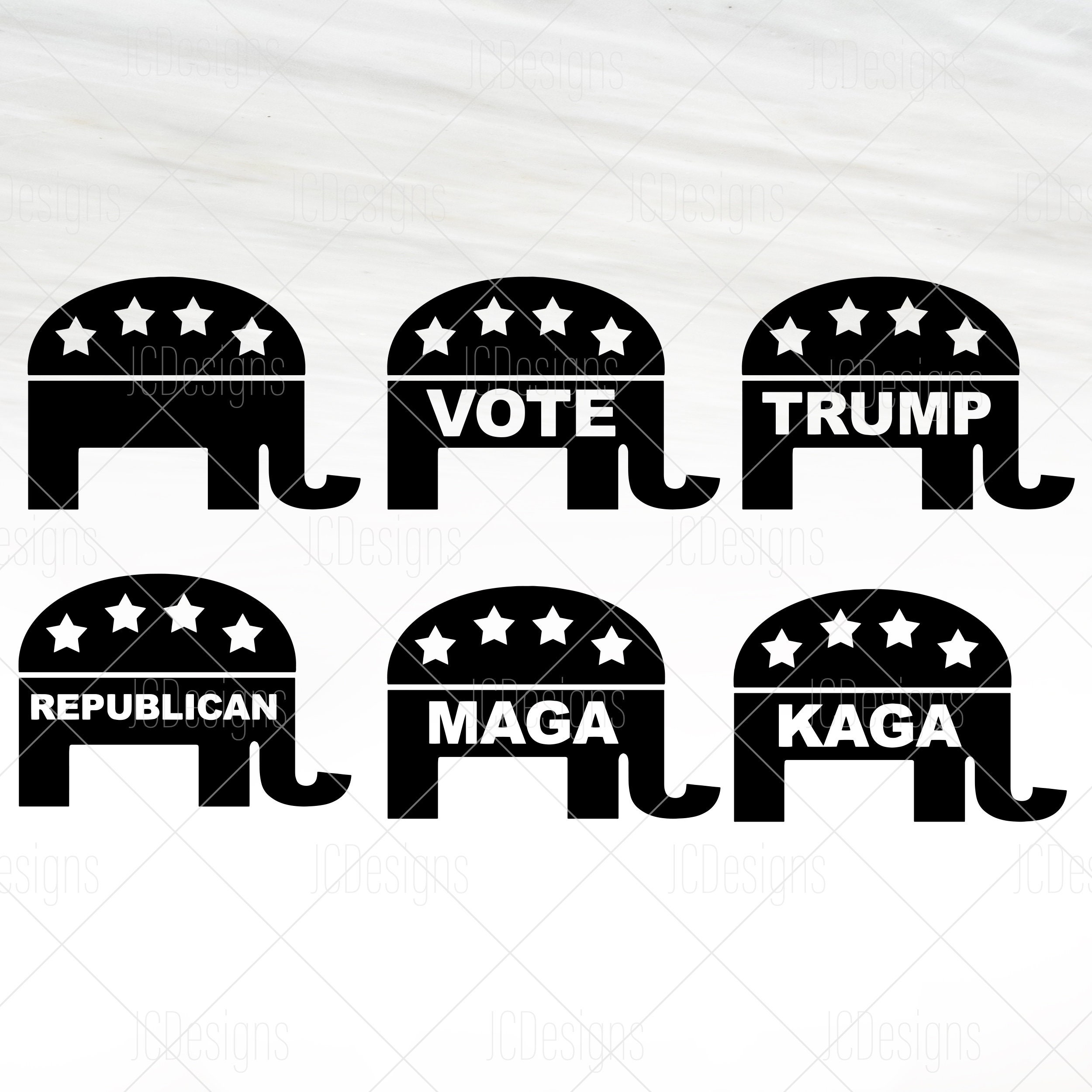 Black And White Republican Elephant