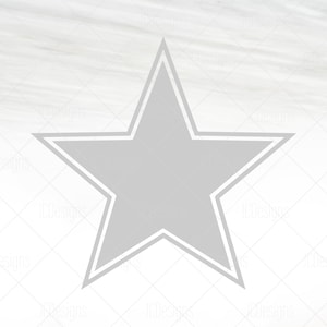 May include: A large, silver star with a white outline on a white background.