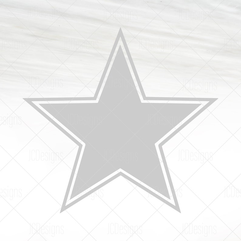 May include: A large, silver star with a white outline on a white background.