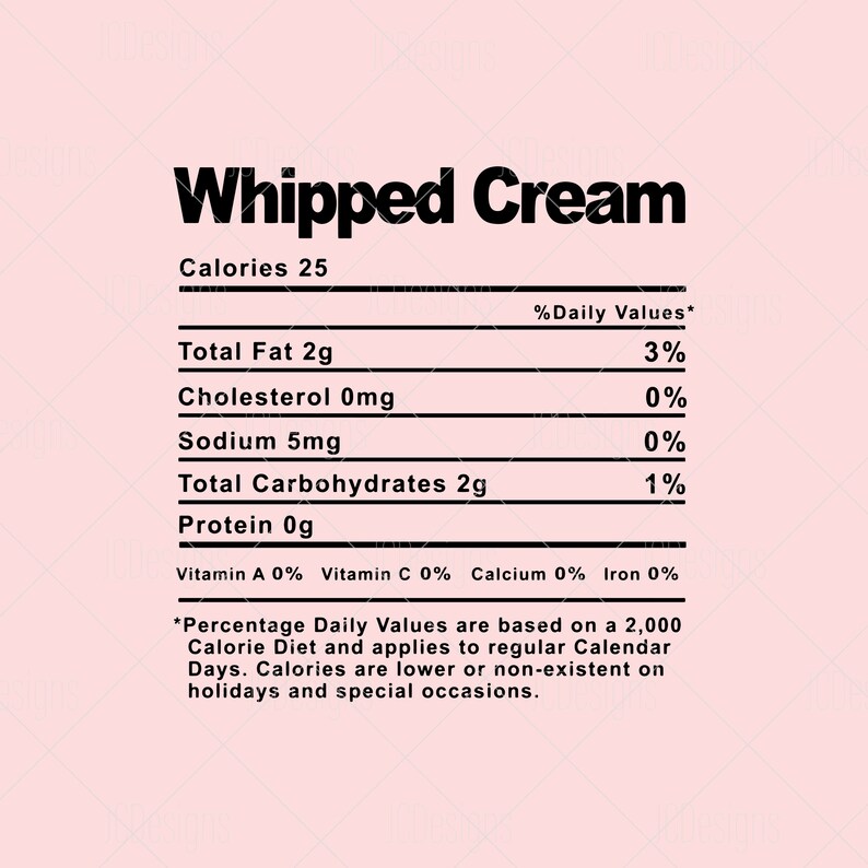 Whipped Cream Food Nutrition Facts SVG Holiday Christmas Etsy