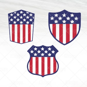USA Shield Svg - USA Badge Svg - USA American Flag Svg  -  Svg Eps Png Vector - Freedom Digital Design