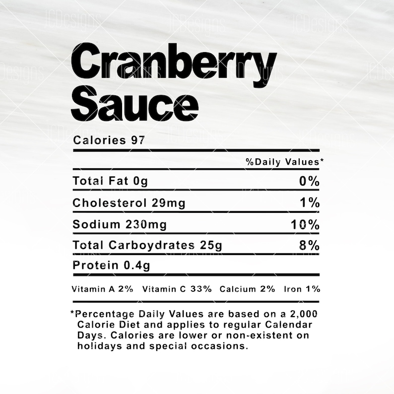 Cranberry Sauce Food Nutrition Facts SVG Holiday Christmas Etsy Australia