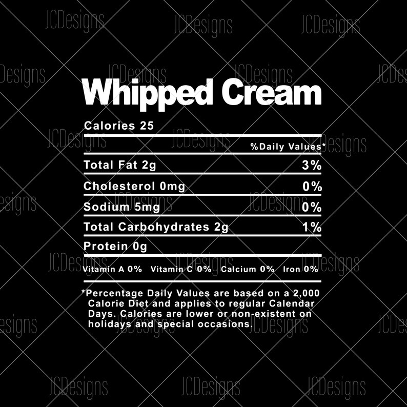 Whipped Cream Food Nutrition Facts SVG Holiday Christmas Etsy