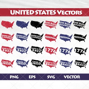 USA Vectors - United States SVG - America SVG -  Svg Eps Png Vector - Digital Design