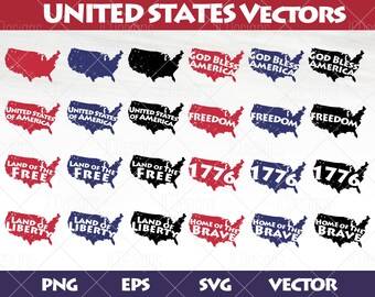 USA Vectors - United States SVG - America SVG -  Svg Eps Png Vector - Digital Design