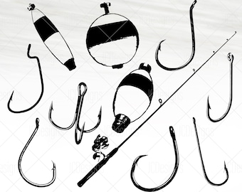 Fishing Tackle SVG - Fish Hooks Svg - Fishing Pole Svg - Fish Cork / Bobber Svg  -  Svg Eps Png Vector - Fishing Digital Design