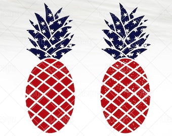 USA Pineapple SVG - USA Grunge Pineapple - Pineapple -  Svg Eps Png Vector - Freedom Digital Design