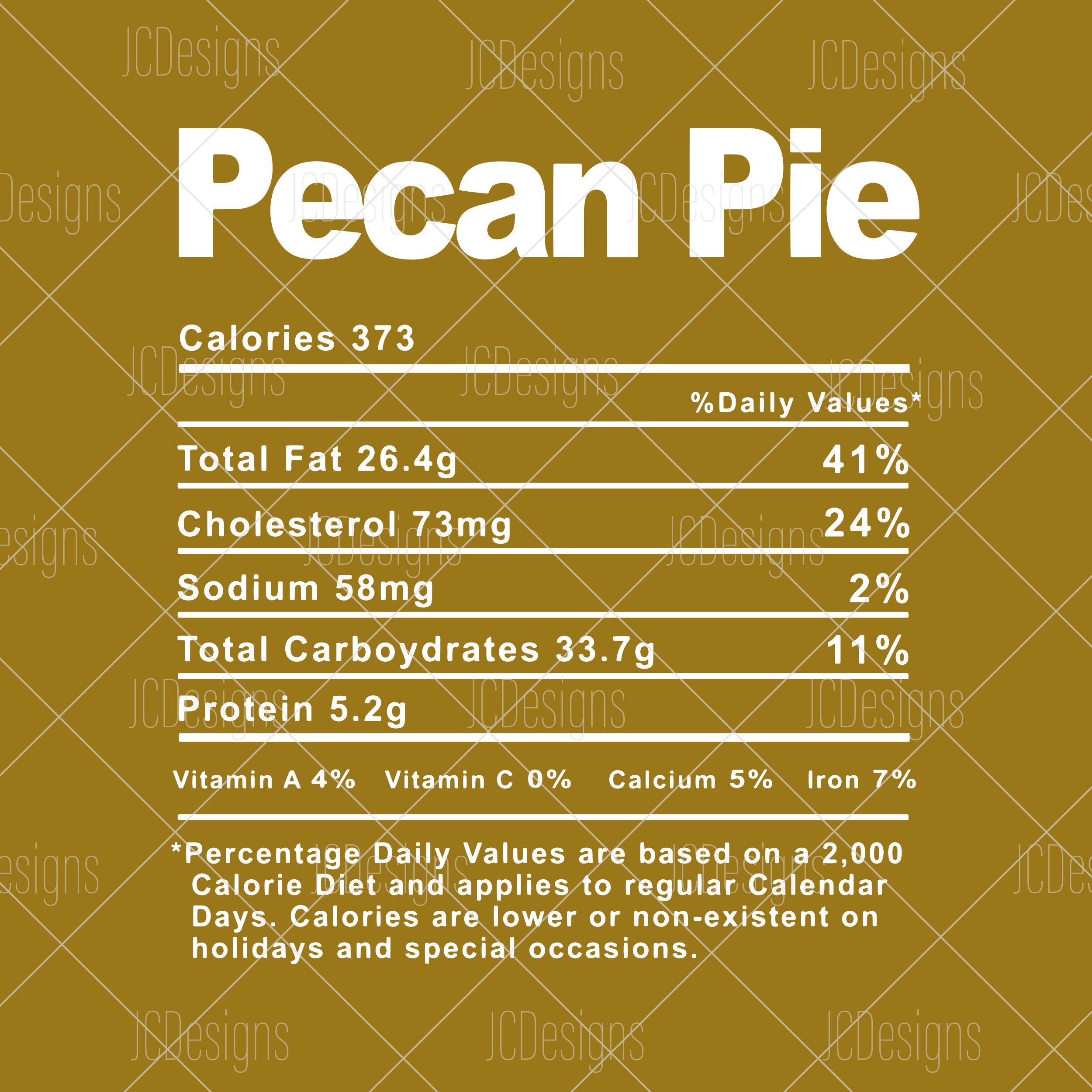 Pecan Pie Food Nutrition Facts SVG Holiday Christmas Etsy UK