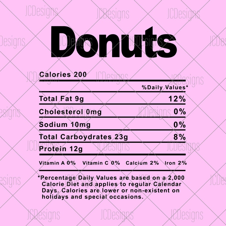 Donuts Food Nutrition Facts SVG Holiday Christmas Etsy Ireland