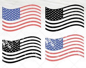 USA Waiving American Flag -  Svg Eps Png Vector - Freedom Digital Design