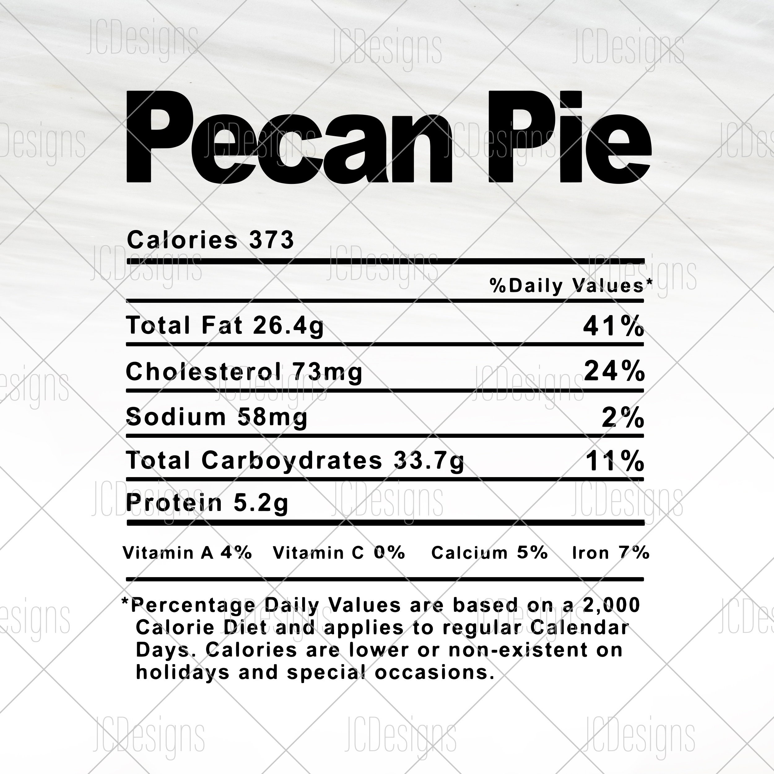 Pecan Pie Food Nutrition Facts SVG Holiday Christmas Etsy UK