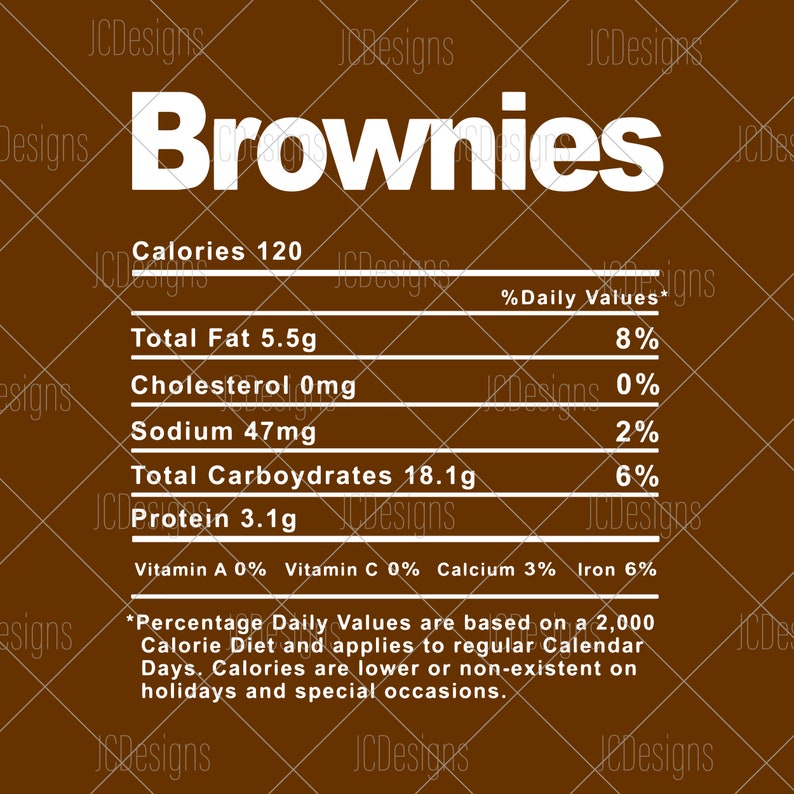 Brownies Food Nutrition Facts SVG Holiday Christmas Etsy UK