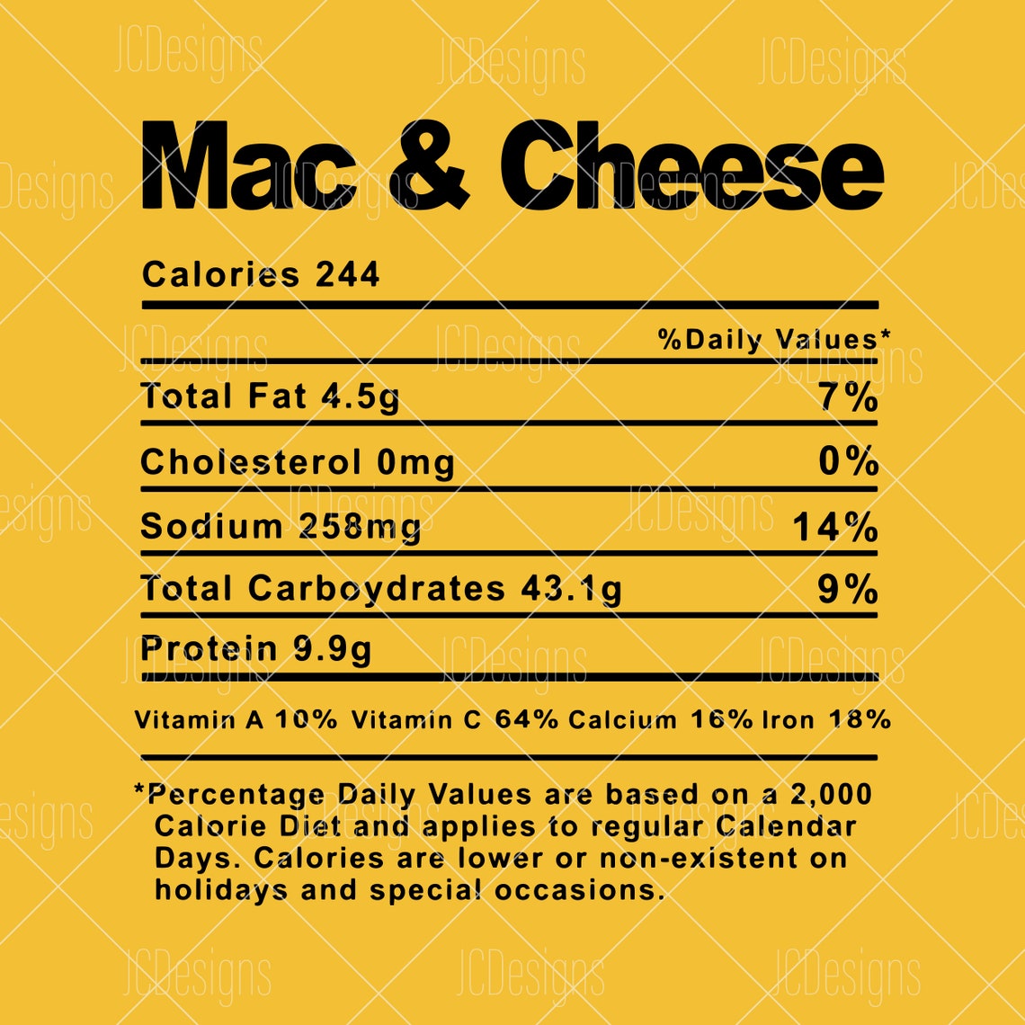 Mac and Cheese Food Nutrition Facts SVG Holiday Christmas Etsy