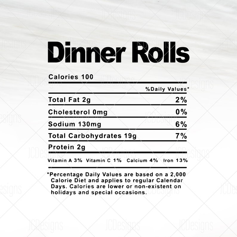 Dinner Rolls Food Nutrition Facts SVG Holiday Christmas Etsy