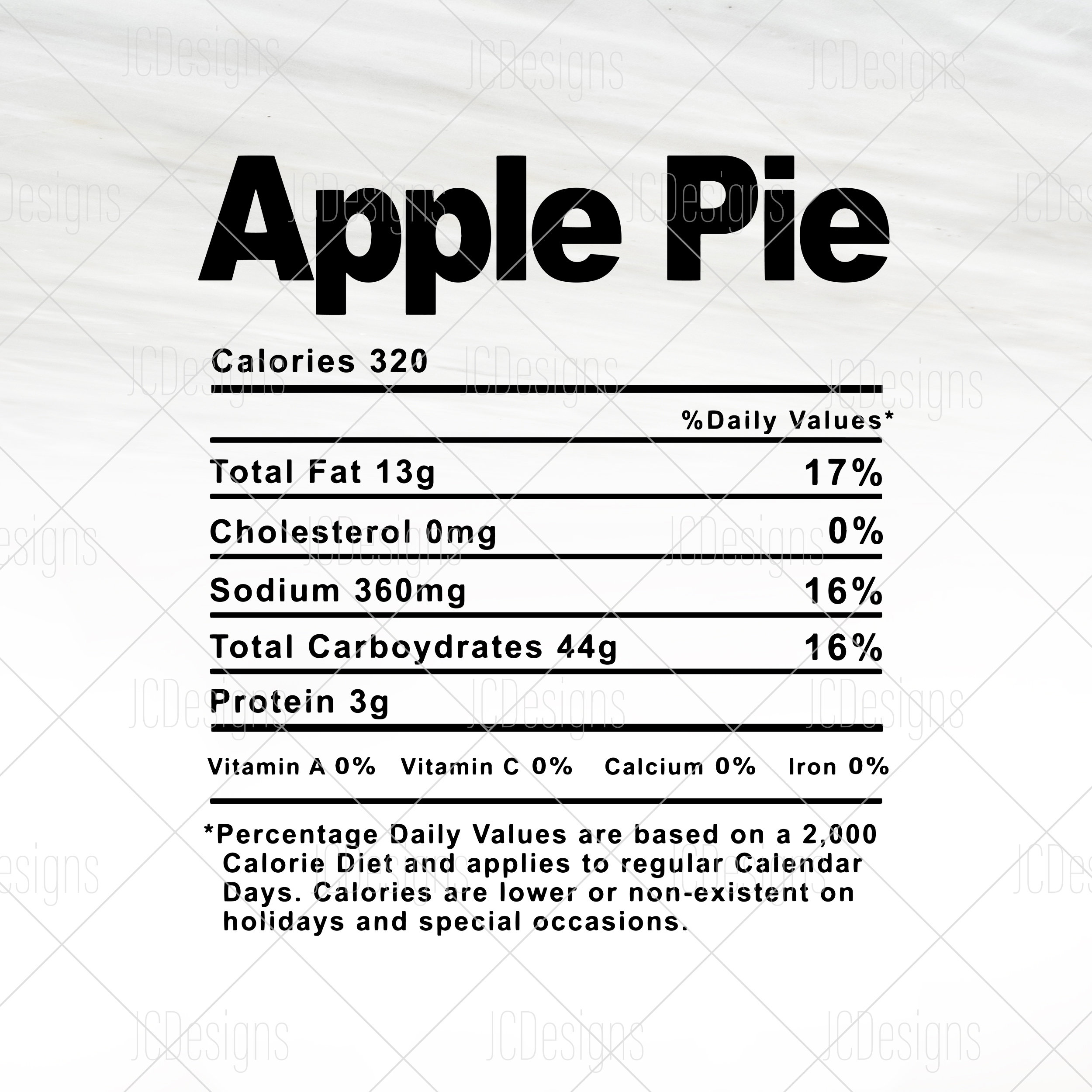 Apple Pie Food Nutrition Facts SVG Fiesta de Acción de Etsy