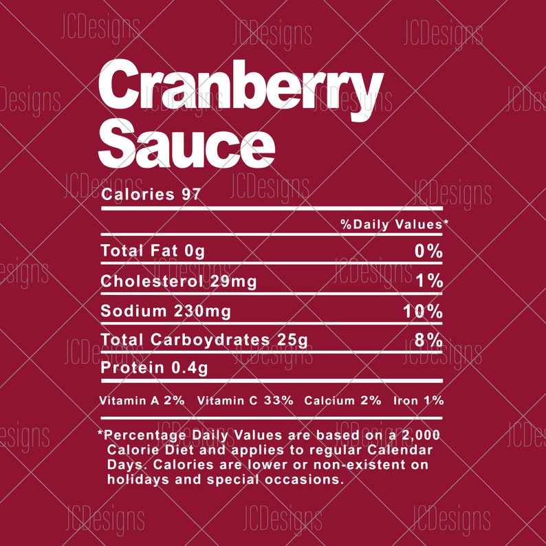Cranberry Sauce Food Nutrition Facts SVG Holiday Christmas Etsy