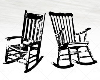 Mecedoras SVG - Casa de campo SVG - Sillas de porche SVG - Svg Eps Png Vector - Diseño digital de casa de campo