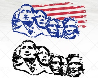 Vettore del Monte Rushmore - SVG del Monte Rushmore - SVG dei Patrioti Americani - Presidente del Rushmore - Svg Eps Png Vector - Design Digitale dei Patrioti Americani
