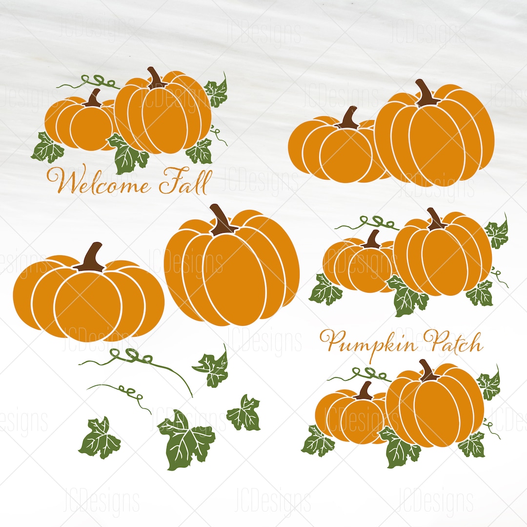 Pumpkin Vector Svg Pumpkin Leaves Svg Welcome Fall Svg Pumpkin Patch