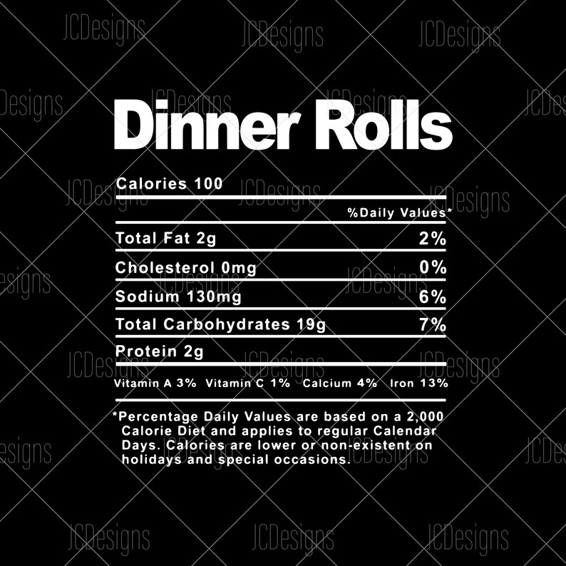Dinner Rolls Food Nutrition Facts SVG Holiday Christmas Etsy