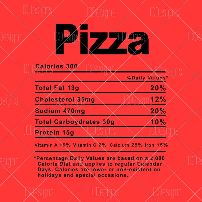 Pizza Food Nutrition Facts SVG Holiday Christmas Thanksgiving Party 