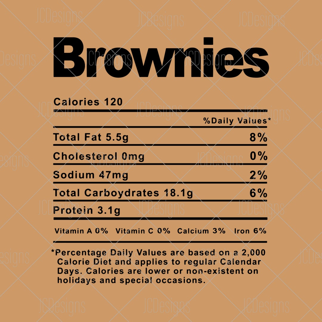Brownies Food Nutrition Facts SVG Holiday Christmas Etsy