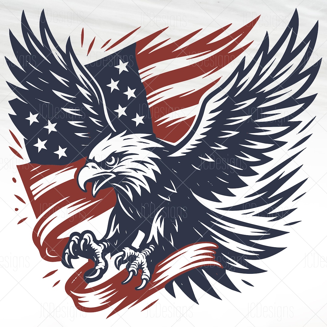 Soaring Eagle USA Flag SVG - Flying American Eagle on Patriotic Flag ...