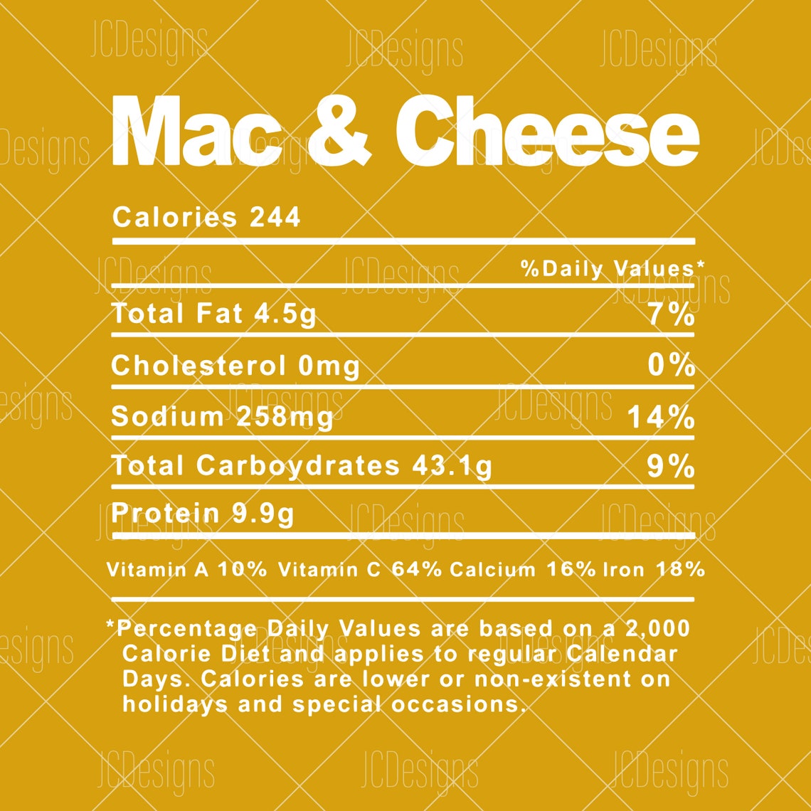 Mac and Cheese Food Nutrition Facts SVG Holiday Christmas Etsy
