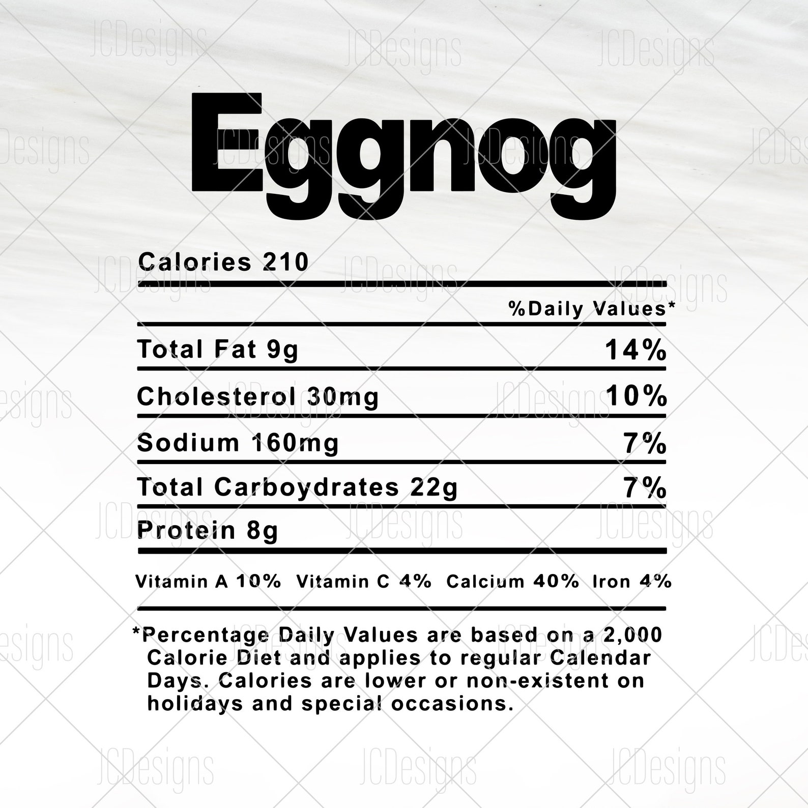 Eggnog Food Nutrition Facts SVG Holiday Christmas Etsy