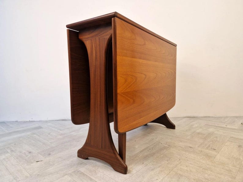 G Plan Vintage Solid Pyramid Teak Mid Century Drop Leaf Dining Table