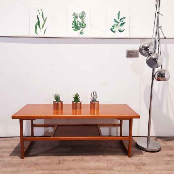 Vintage Mid Century Med Teak Danish Design G Plan Style Design Retro Coffee Table With Storage Rack