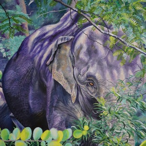 Handmade: Elephant 24x30 Large Original Oil Painting