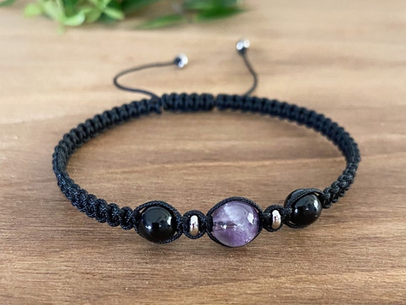 Purple Amethyst and Black Agate 7 inches Beads Bracelet for Women - Rite  Concept Jewels Pvt. Ltd. - 3601567