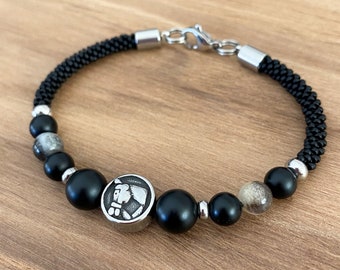 Black Onyx Jasper Crystal Bracelet Men Women Horse Charm Bracelet