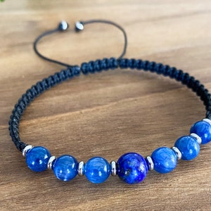 Blue kyanite lapis lazuli macrame stone bracelet String bracelet Blue gemstone bracelet