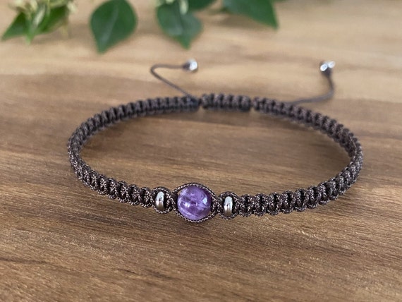 Amethyst crystal braided friendship bracelet
