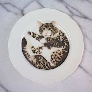 Cute Painted Tabby Cat Plate - Mothers Day Present