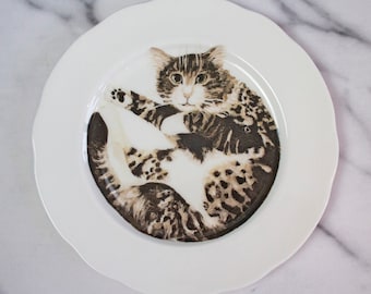 Cute Painted Tabby Cat Plate - Mothers Day Present