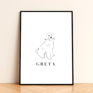 Personalised Labradoodle Dog Poster – Custom Name Illustration Print, A4/A3 Sizes, Ideal Gift for Labradoodle Lovers