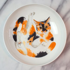 Calico Cat Pasta Bowl, Hand painted design