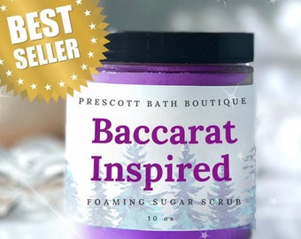 Baccarat Whipped Soap Sugar Scrub, Shea Body Scrub, Vegan Body Polish, Spa Gift for Wife, Gift for Teen Girl, Bath and Body Gift, Foot Scrub