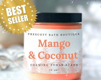 Mango Coconut Sugar Scrub | Whipped Soap Body Scrub with Shea Butter and Apricot Oil