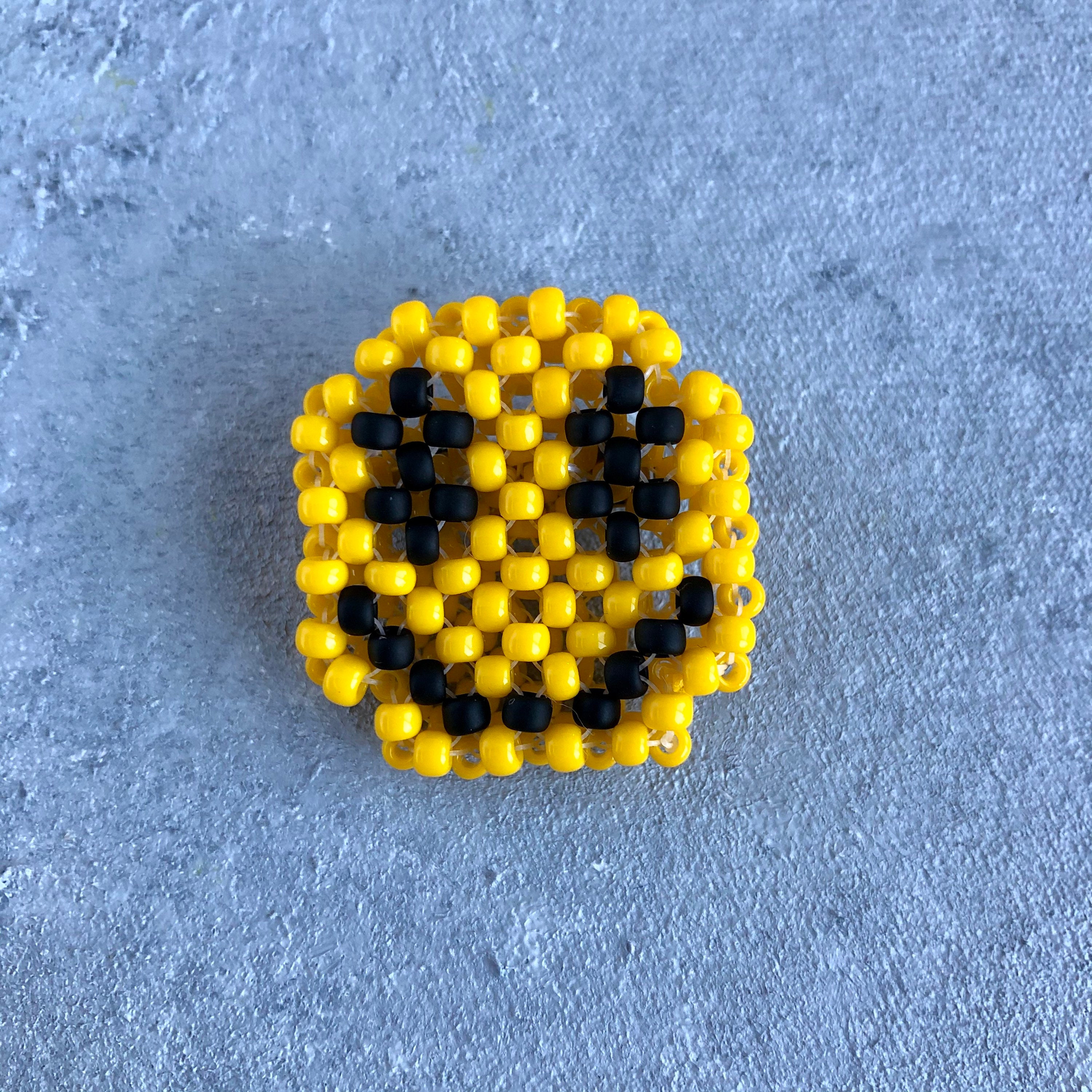 Smiley Face Pin Brooch Yellow Emoji Happy Face Beaded Pin Etsy