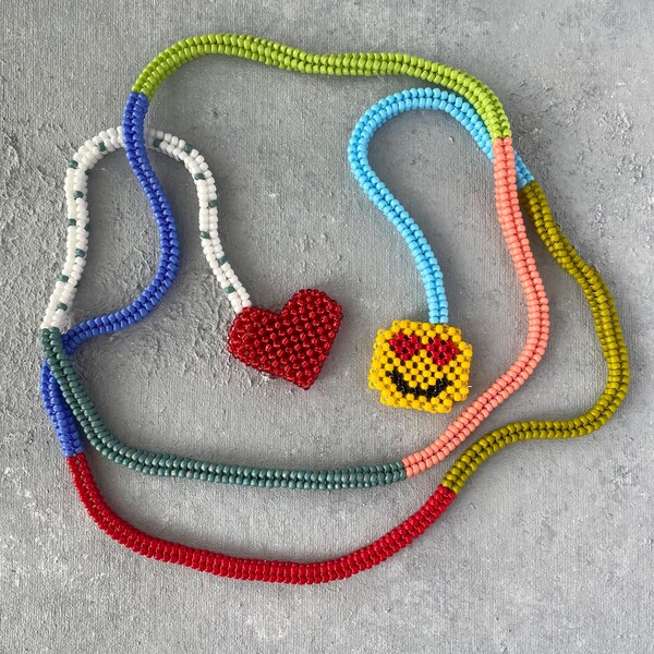 Beaded Necklace Smiley Etsy