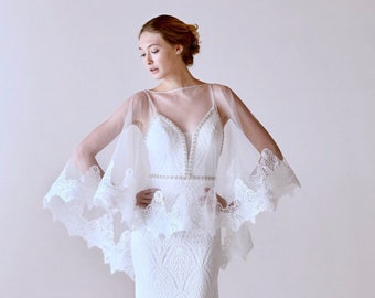 White, Lace edged, Cape