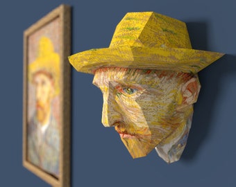 3D Paper Craft Low Poly Object Art Model Pattern DIY - Vincent van Gogh with Straw Hat